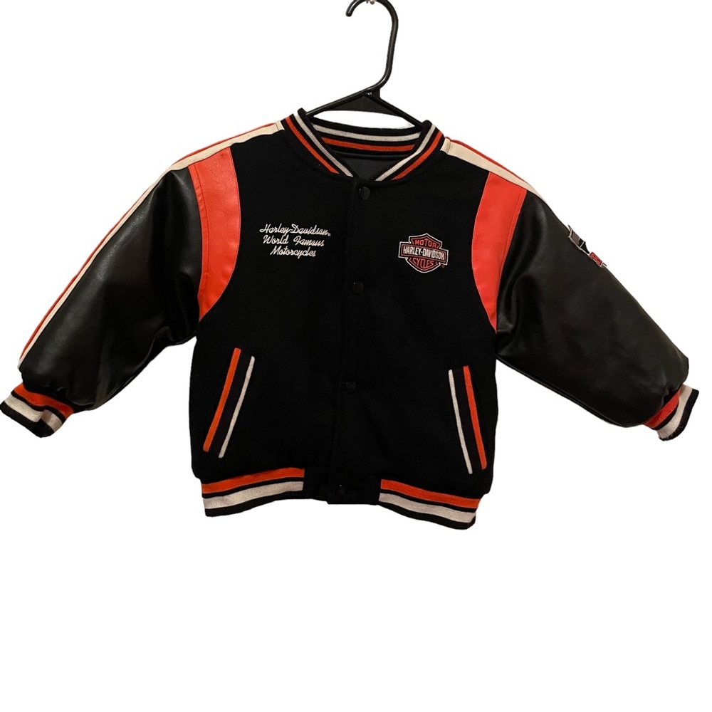 Harley Davidson Wool Reversible Boys Bomber Jacket Kids Size 5